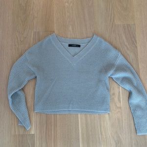 Cropped Vneck Knit Sweater